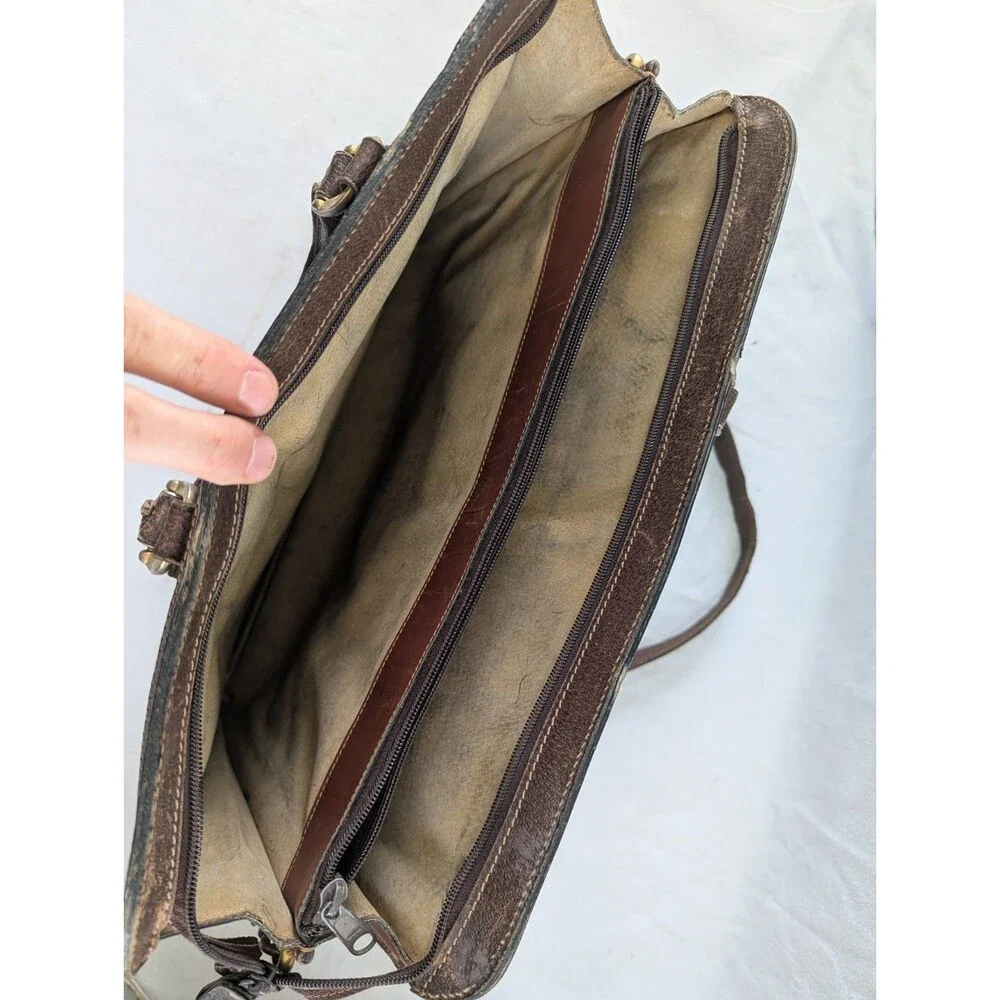 Vintage Mark Cross Men's Brown Leather Briefcase Made In Italy 80s Attache
